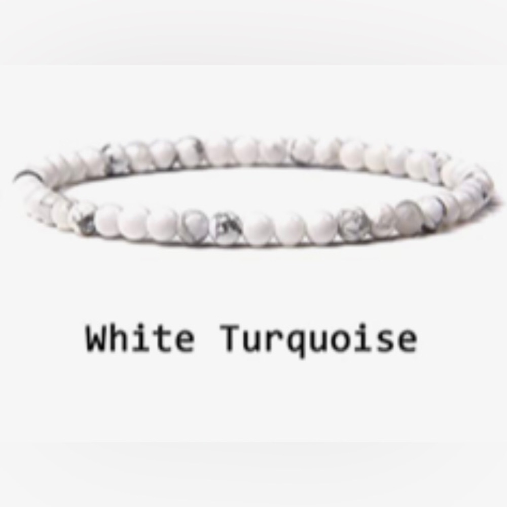 3 for $25 MIX & MATCH 4mm GENUINE WHITE TURQUOISE GEMSTONE BRACELET NWOT